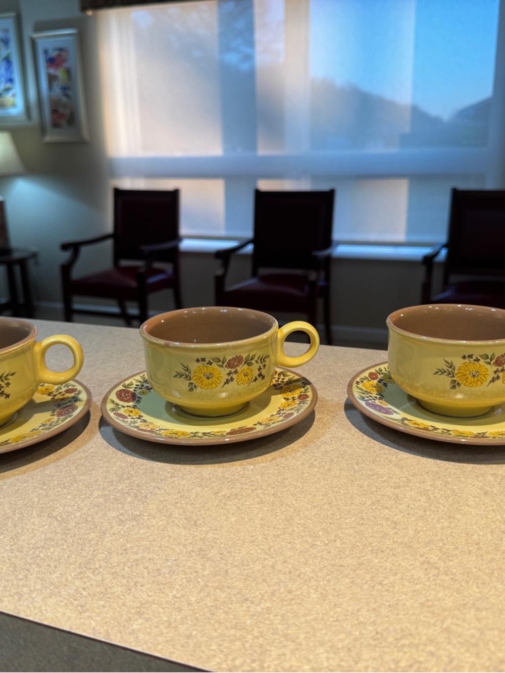 Indian Summer Pattern by Taylor, Smith & Taylor- 3 Matching Cups and Saucers